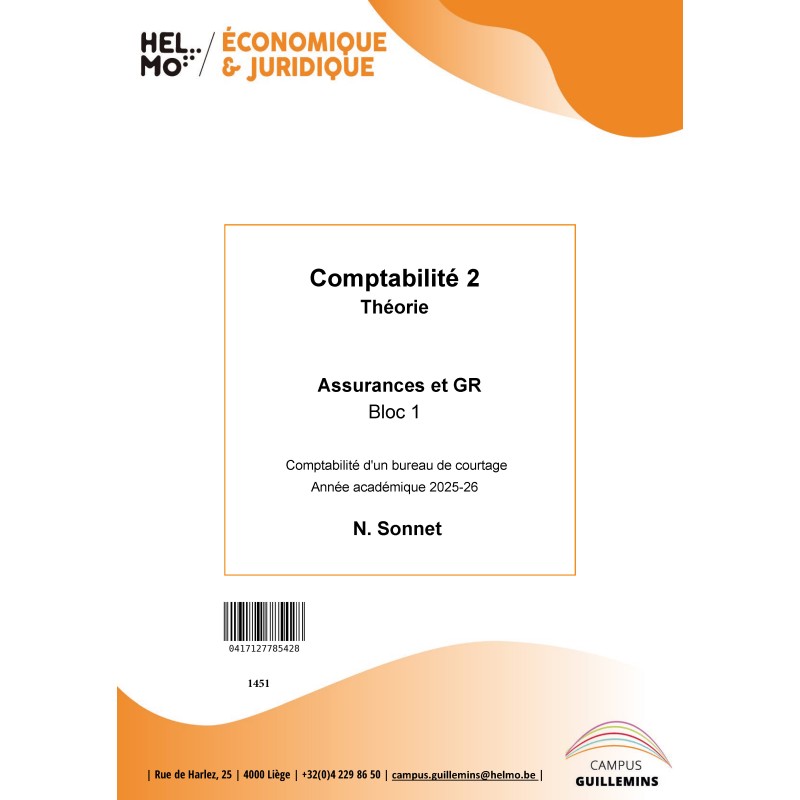 1451 Comptabilité 2 Théorie BAC1 Assurances 2025-26