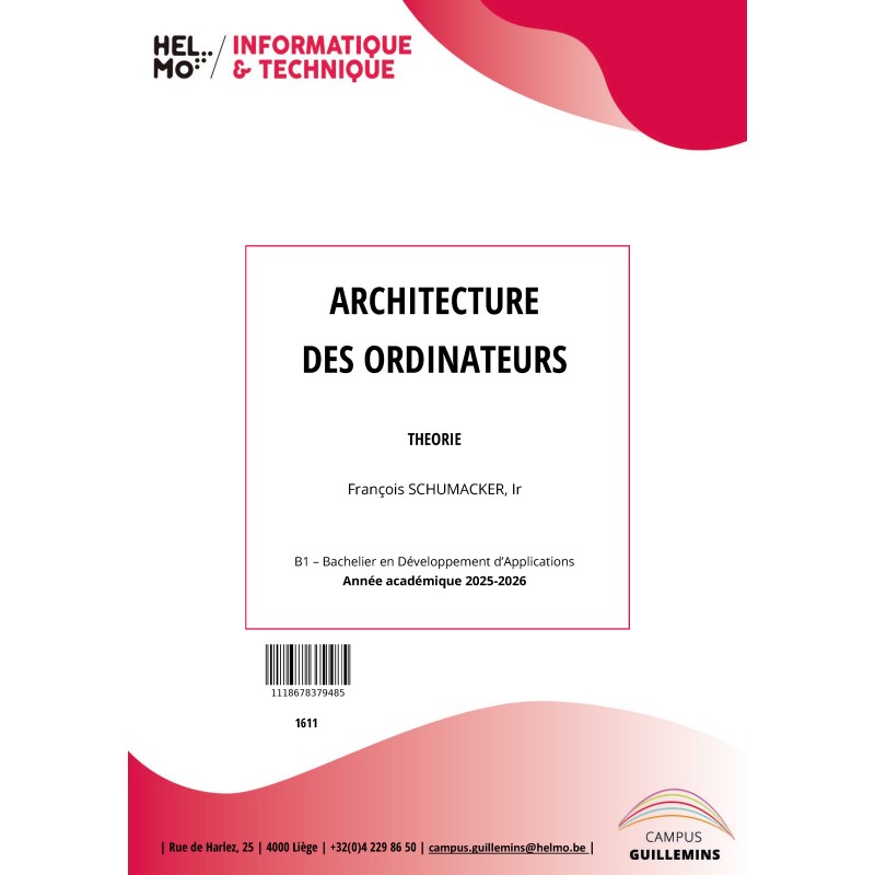1611 Arhitecture des ordinateurs Théorie BAC 1 développement d'Applications