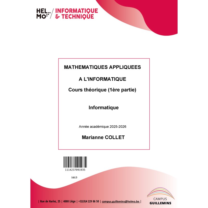 1613 Mathématiques appliquées à l'informatique Cours théorique (1ère partie)