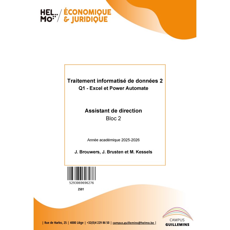 2501 Traitement informatisé de données 2 Q1 - Excel et Power Automate